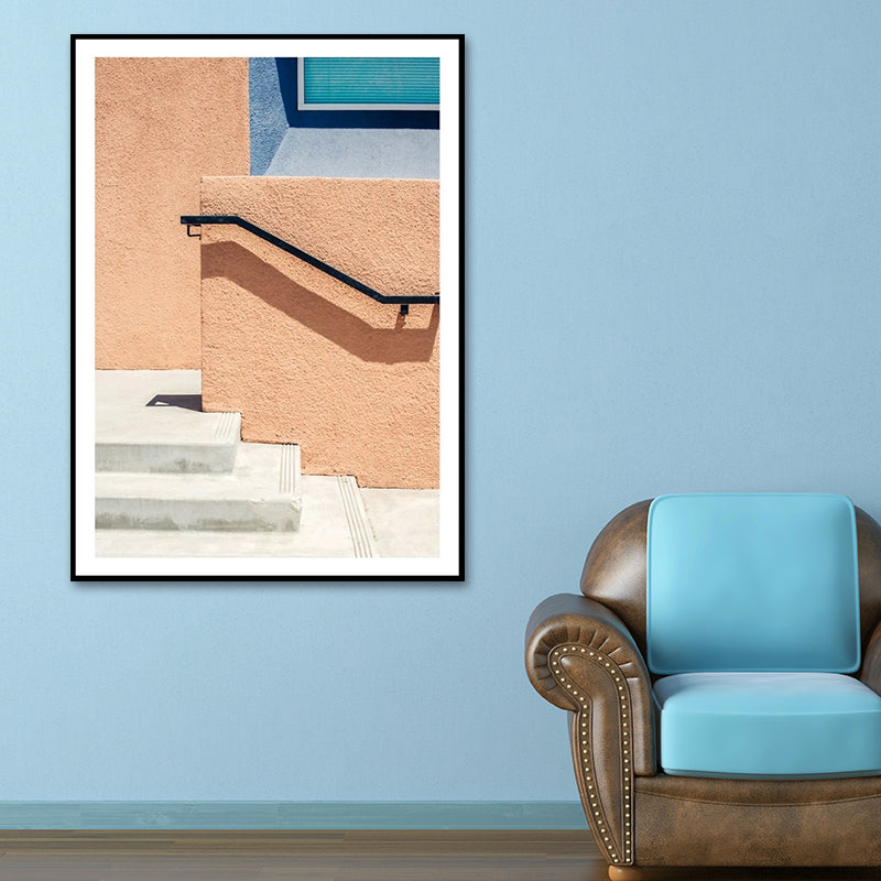 House Close-Up View Painting Canvas Pastel Color Contemporary Wall Art for Home Yellow Clearhalo 'Art Gallery' 'Canvas Art' 'Contemporary Art Gallery' 'Modern' Arts' 1616634