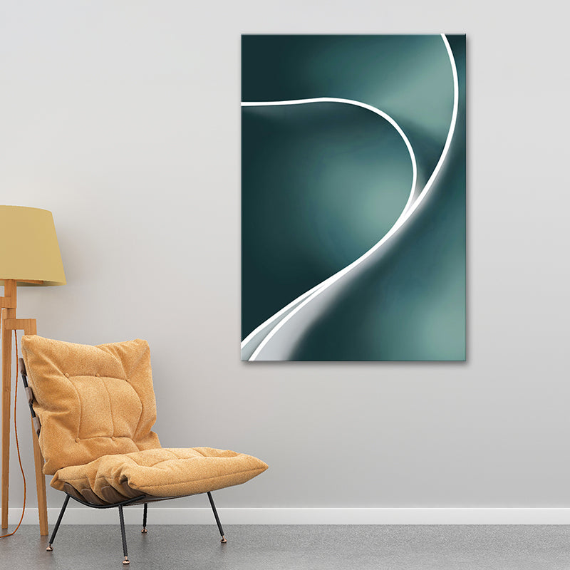 Twist Canvas Art Minimalism Textured Wall Decoration in White on Green for Bedroom Green Clearhalo 'Art Gallery' 'Canvas Art' 'Contemporary Art Gallery' 'Modern' Arts' 1616663