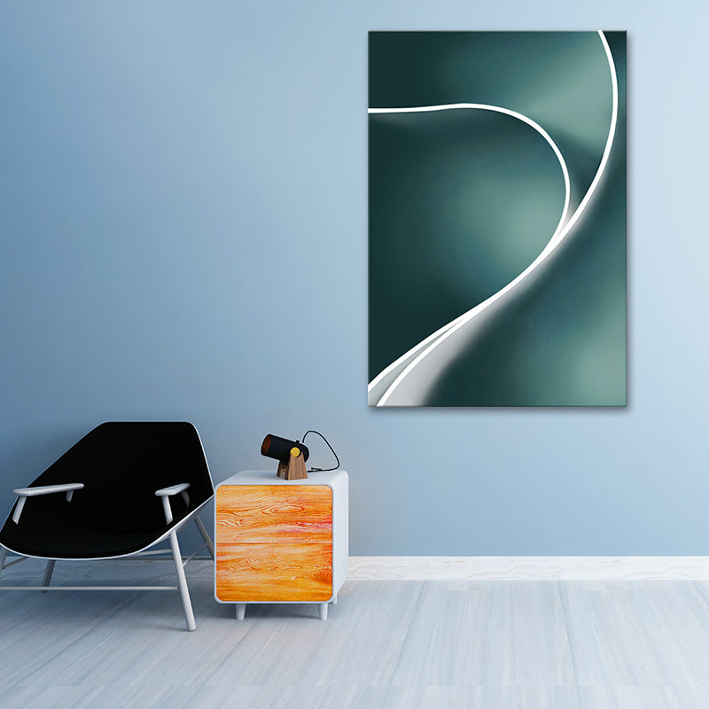 Twist Canvas Art Minimalism Textured Wall Decoration in White on Green for Bedroom Clearhalo 'Art Gallery' 'Canvas Art' 'Contemporary Art Gallery' 'Modern' Arts' 1616665