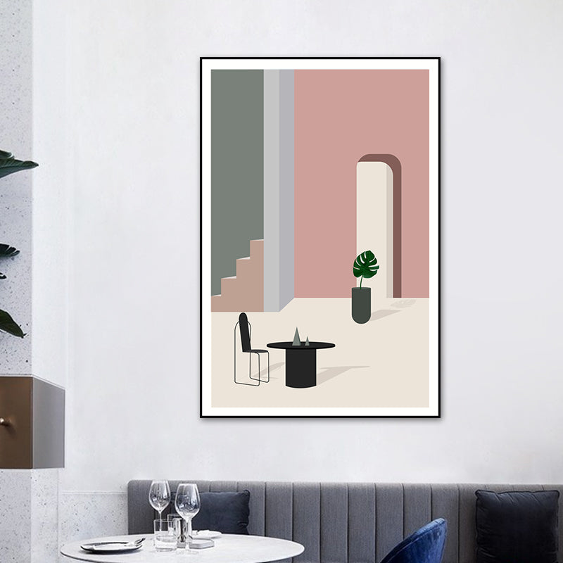 Swimming Pool Wall Art Soft Color Canvas Painting for Living Room, Textured Clearhalo 'Art Gallery' 'Canvas Art' 'Contemporary Art Gallery' 'Modern' Arts' 1616673