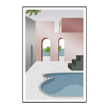 Swimming Pool Wall Art Soft Color Canvas Painting for Living Room, Textured Clearhalo 'Art Gallery' 'Canvas Art' 'Contemporary Art Gallery' 'Modern' Arts' 1616681