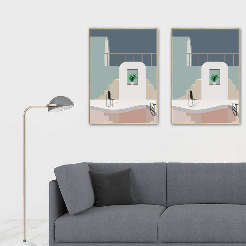 Swimming Pool Wall Art Soft Color Canvas Painting for Living Room, Textured Clearhalo 'Art Gallery' 'Canvas Art' 'Contemporary Art Gallery' 'Modern' Arts' 1616686