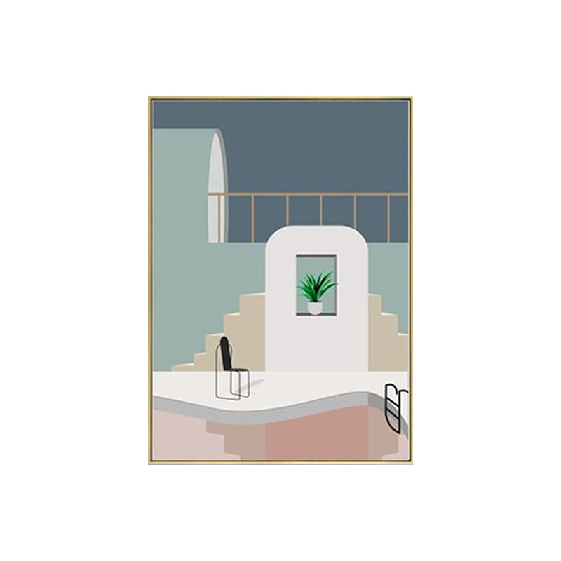 Swimming Pool Wall Art Soft Color Canvas Painting for Living Room, Textured Clearhalo 'Art Gallery' 'Canvas Art' 'Contemporary Art Gallery' 'Modern' Arts' 1616688