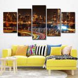 Urban Wall Decor Brown New York City Night Scenery Canvas Wall Art for Living Room Clearhalo 'Art Gallery' 'Canvas Art' 'Contemporary Art Gallery' 'Modern' Arts' 1616735