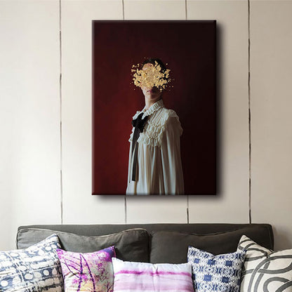 Beautiful Woman and Flower Canvas Art for Bedroom Figure Print Wall Decor in Red Red Clearhalo 'Arts' 'Canvas Art' 1616769
