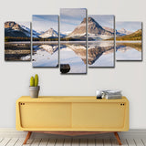 Mountain Lake Reflection Scenery Canvas Wall Art Modernism Multi-Piece Wall Decor Light Blue