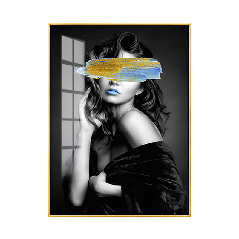 Glam Girl Print Wall Art Canvas Textured Dark Color Wall Decor for Living Room Clearhalo 'Arts' 'Canvas Art' 1616807