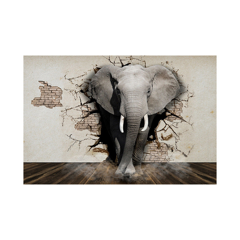 Grey African Elephant Canvas Wall Art Wild Animal Modern Textured Wall Decoration Clearhalo 'Art Gallery' 'Canvas Art' 'Contemporary Art Gallery' 'Modern' Arts' 1616814