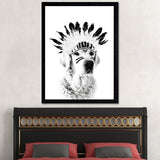 Indian Dog Pet Canvas Farmhouse Textured Wall Art in Black and White for Kids Room White Clearhalo 'Art Gallery' 'Canvas Art' 'Country Art Gallery' 'French Country' 'Rustic' Arts' 1616832