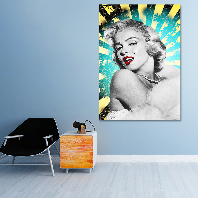 Textured Marilyn Monroe Wall Decor Glam Canvas Wall Art Print in Dark Color for Room White Clearhalo 'Arts' 'Canvas Art' 1616853