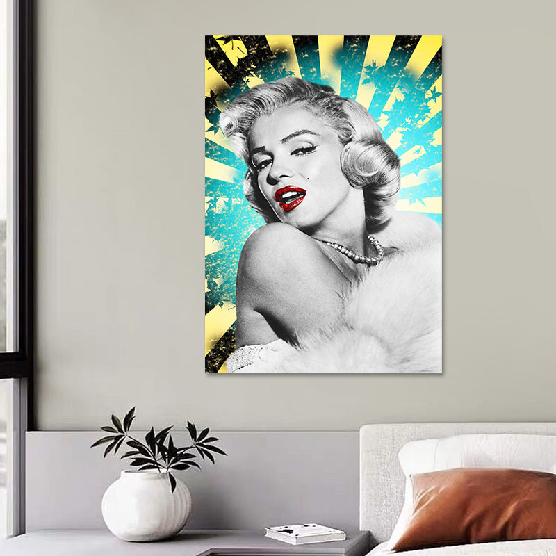 Textured Marilyn Monroe Wall Decor Glam Canvas Wall Art Print in Dark Color for Room Clearhalo 'Arts' 'Canvas Art' 1616855