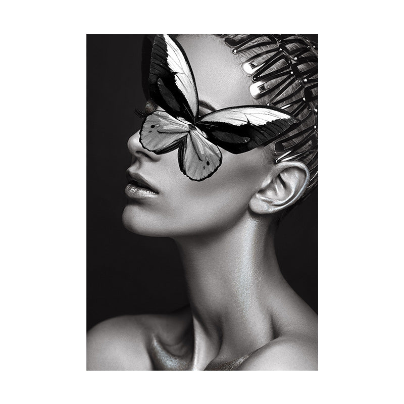 Glam Woman Figure Wall Art Dark Color Textured Surface Canvas Print for House Interior Clearhalo 'Arts' 'Canvas Art' 1616870