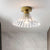 Traditional Tapered Ceiling Light Single Head Clear Ridged Glass Flush Mount Lamp in Brass Clear Clearhalo 'Ceiling Lights' 'Close To Ceiling Lights' 'Close to ceiling' 'Flush mount' Lighting' 1616892