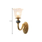 Floral Dining Room Wall Sconce Farmhouse Clear Ribbed Glass 6"/17" W 2 Lights Brass Wall Mounted Lighting Clearhalo 'Wall Lamps & Sconces' 'Wall Lights' Lighting' 1616912
