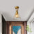 Brass 1-Head Semi Flush Retro Style Metallic Flared Frame Ceiling Light Fixture for Stairway