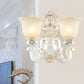 Cream Glass White Wall Light Floral 1/2-Head Cottage Wall Sconce Lighting with Swooping Arm 2.0 White Clearhalo 'Wall Lamps & Sconces' 'Wall Lights' Lighting' 1616955