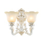 Cream Glass White Wall Light Floral 1/2-Head Cottage Wall Sconce Lighting with Swooping Arm Clearhalo 'Wall Lamps & Sconces' 'Wall Lights' Lighting' 1616957