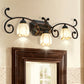 Frosted Glass Blossom Vanity Lamp Antiqued 2/3 Heads Bathroom Twig Design Wall Mounted Lighting in Red Brown 3.0 Red Brown Clearhalo 'Vanity Lights' 'Wall Lights' Lighting' 1616964