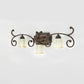 Frosted Glass Blossom Vanity Lamp Antiqued 2/3 Heads Bathroom Twig Design Wall Mounted Lighting in Red Brown Clearhalo 'Vanity Lights' 'Wall Lights' Lighting' 1616967