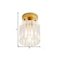 Farmhouse Cylindrical Ceiling Flush Single Head Clear Ridged Glass Flush Light Fixture in Brass Clearhalo 'Ceiling Lights' 'Close To Ceiling Lights' 'Close to ceiling' 'Flush mount' Lighting' 1617012
