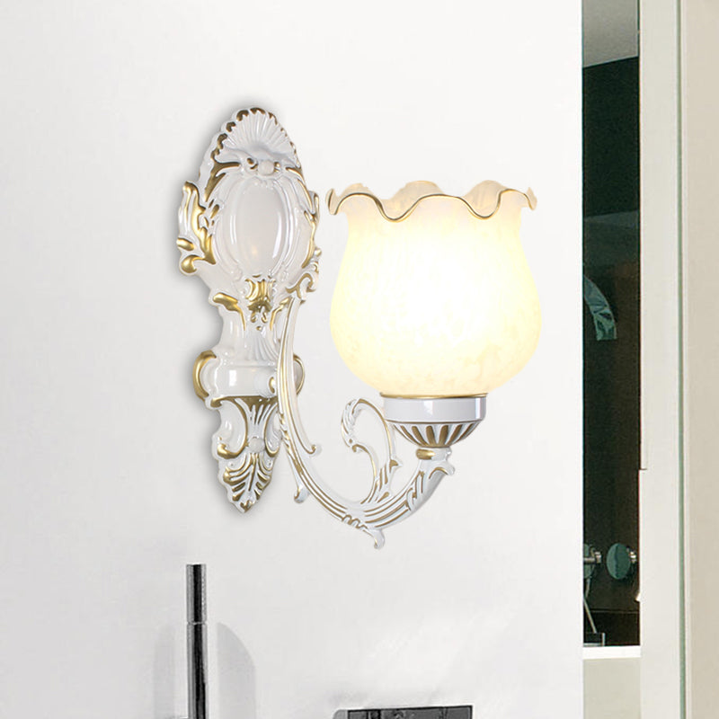 Loft Style Bud Wall Mount Lamp Single Bulb Opaline Glass Wall Lighting Fixture in Black/White/Brass Gold Clearhalo 'Wall Lamps & Sconces' 'Wall Lights' Lighting' 1617100