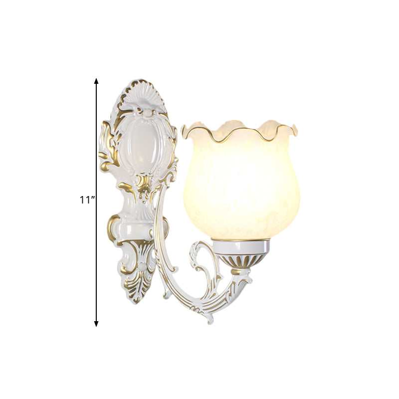 Loft Style Bud Wall Mount Lamp Single Bulb Opaline Glass Wall Lighting Fixture in Black/White/Brass Clearhalo 'Wall Lamps & Sconces' 'Wall Lights' Lighting' 1617104