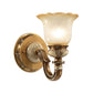 Flower Shape Bedroom Wall Sconce Rustic Milky Glass 1/2-Head Brown Swooping Arm Wall Mounted Light Fixture Clearhalo 'Wall Lamps & Sconces' 'Wall Lights' Lighting' 1617107