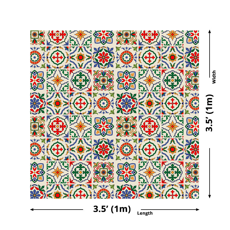 Bohemian Floral Pattern Wallpaper Panels Brown Bathroom Adhesive Wall Decor, 3.5' x 3.5" Clearhalo 'Wall Decor' 'Wallpaper' 1617174