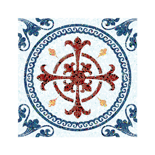 Floral Mosaic Tile Wallpaper Panels Bohemia Smooth Adhesive Wall Covering in Purple Clearhalo 'Wall Decor' 'Wallpaper' 1617182