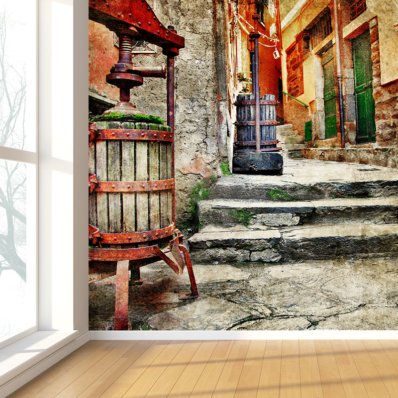 Non-Woven Decorative Wall Mural Modern Shabby Downtown Architecture Wall Covering Clearhalo 'Wall Decor' 'Wall Mural' 1617220