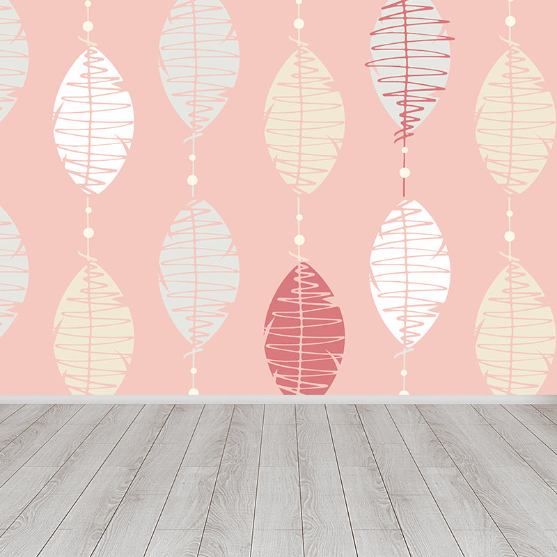 Modern Feather String Mural Decal Light Color Waterproofing Wall Covering for Living Room Clearhalo 'Wall Decor' 'Wall Mural' 1617224