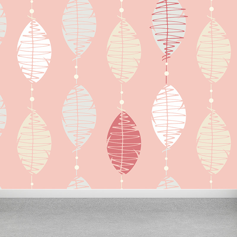 Modern Feather String Mural Decal Light Color Waterproofing Wall Covering for Living Room Clearhalo 'Wall Decor' 'Wall Mural' 1617225