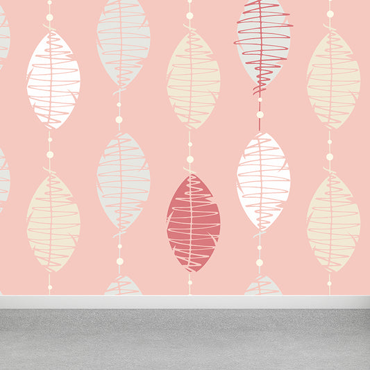 Modern Feather String Mural Decal Light Color Waterproofing Wall Covering for Living Room Clearhalo 'Wall Decor' 'Wall Mural' 1617225