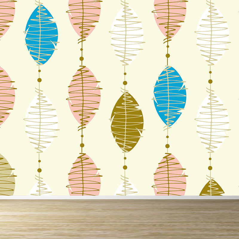 Modern Feather String Mural Decal Light Color Waterproofing Wall Covering for Living Room Clearhalo 'Wall Decor' 'Wall Mural' 1617229