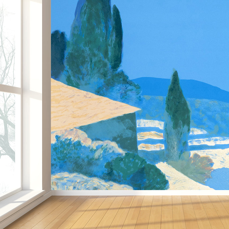 Modern Aesthetics Hills Scene Mural Wallpaper Blue Nature Landscape Wall Covering Clearhalo 'Wall Decor' 'Wall Mural' 1617245