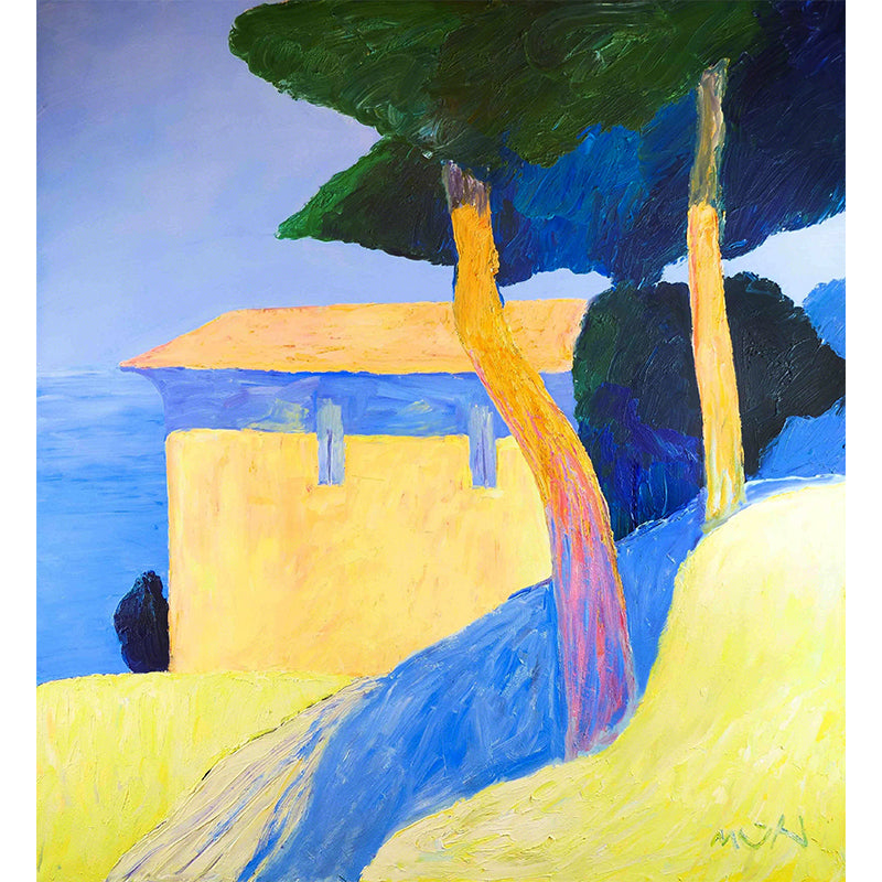 Home Decor Thatched Cottage Mural Customized Contemporary Art Wall Covering for Kitchen Clearhalo 'Wall Decor' 'Wall Mural' 1617257