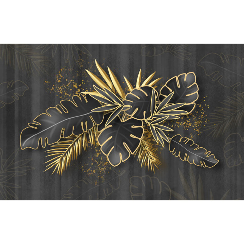 Botanical Leaf Pattern Mural Wallpaper Gold Tropical Wall Covering for Living Room Clearhalo 'Wall Decor' 'Wall Mural' 1617267