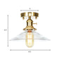 1 Light Ceiling Light Fixture with Cone/Saucer/Bell Shade Clear/Amber Glass Industrial Living Room Semi Flush Clearhalo 'Ceiling Lights' 'Close To Ceiling Lights' 'Close to ceiling' 'Glass shade' 'Glass' 'Pendant Lights' 'Semi-flushmount' Lighting' 161727