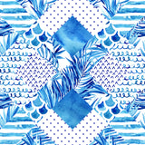 Extra Large Tropical Mural Wallpaper in Blue Leaves Pattern Wall Decor, Custom Printed Clearhalo 'Wall Decor' 'Wall Mural' 1617282