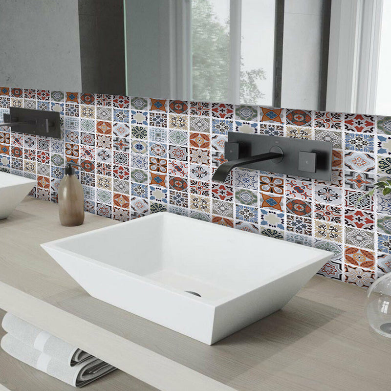 Boho Mixed Flower Print Wallpapers for Kitchen Backsplash 12' x 12" Adhesive Wall Covering in Blue Clearhalo 'Wall Decor' 'Wallpaper' 1617347