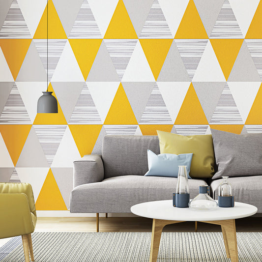 Triangle Pattern Wallpaper Modernist Non-Woven Material Wall Decor in Yellow for Living Room Yellow 1 Set Clearhalo 'Modern wall decor' 'Modern' 'Wallpaper' Wall Decor' 1617373