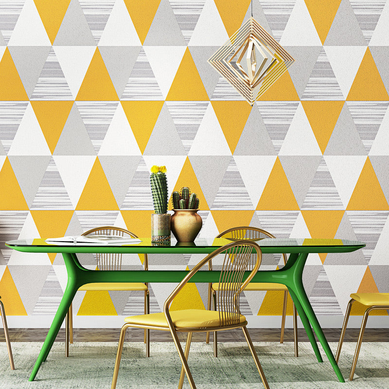 Triangle Pattern Wallpaper Modernist Non-Woven Material Wall Decor in Yellow for Living Room Clearhalo 'Modern wall decor' 'Modern' 'Wallpaper' Wall Decor' 1617374