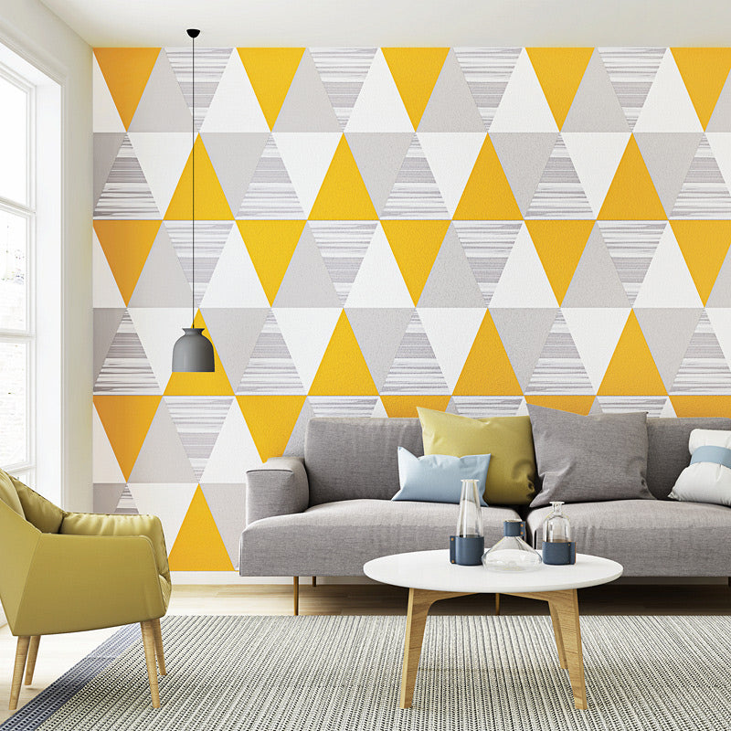 Triangle Pattern Wallpaper Modernist Non-Woven Material Wall Decor in Yellow for Living Room Clearhalo 'Modern wall decor' 'Modern' 'Wallpaper' Wall Decor' 1617375