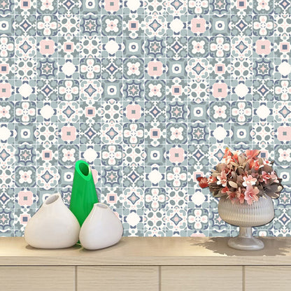 Self Adhesive Flower-Like Wallpaper Panels Bohemian Style PVC Wall Art, 3.5' L x 3.5" W Green Clearhalo 'Wall Decor' 'Wallpaper' 1617384