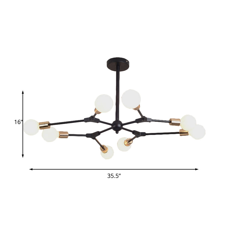 Black Finish Branch Suspension Light Retro Style Metallic 6/8 Lights Bedroom Chandelier Lamp with Open Bulb Clearhalo 'Cast Iron' 'Ceiling Lights' 'Chandeliers' 'Industrial Chandeliers' 'Industrial' 'Metal' 'Middle Century Chandeliers' 'Rustic Chandeliers' 'Tiffany' Lighting' 161739
