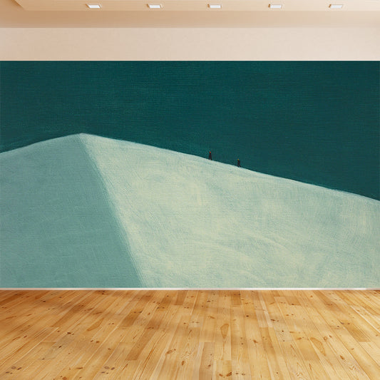 Contemporary Artistic Massif Mural Decal Blue Spring Field Landscape Wall Covering