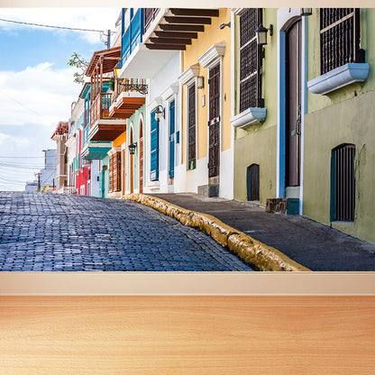 Waterproof Colored Houses Mural Modern Non-Woven Wall Art, Custom Size Available White Clearhalo 'Wall Decor' 'Wall Mural' 1617418