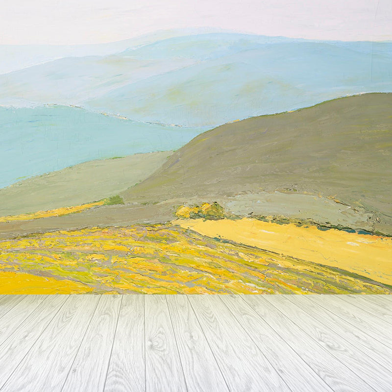 Mountains Mural Decal Contemporary Art Decorative Playroom Wall Covering, Custom Printed Yellow Clearhalo 'Wall Decor' 'Wall Mural' 1617433