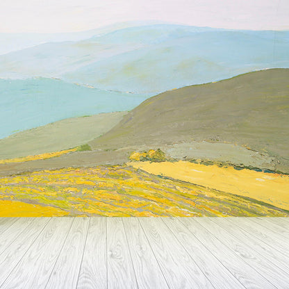 Mountains Mural Decal Contemporary Art Decorative Playroom Wall Covering, Custom Printed Yellow Clearhalo 'Wall Decor' 'Wall Mural' 1617433