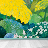 Green Contemporary Art Wall Mural Huge Flowers and Trees Wall Decor for Living Room Clearhalo 'Wall Decor' 'Wall Mural' 1617445